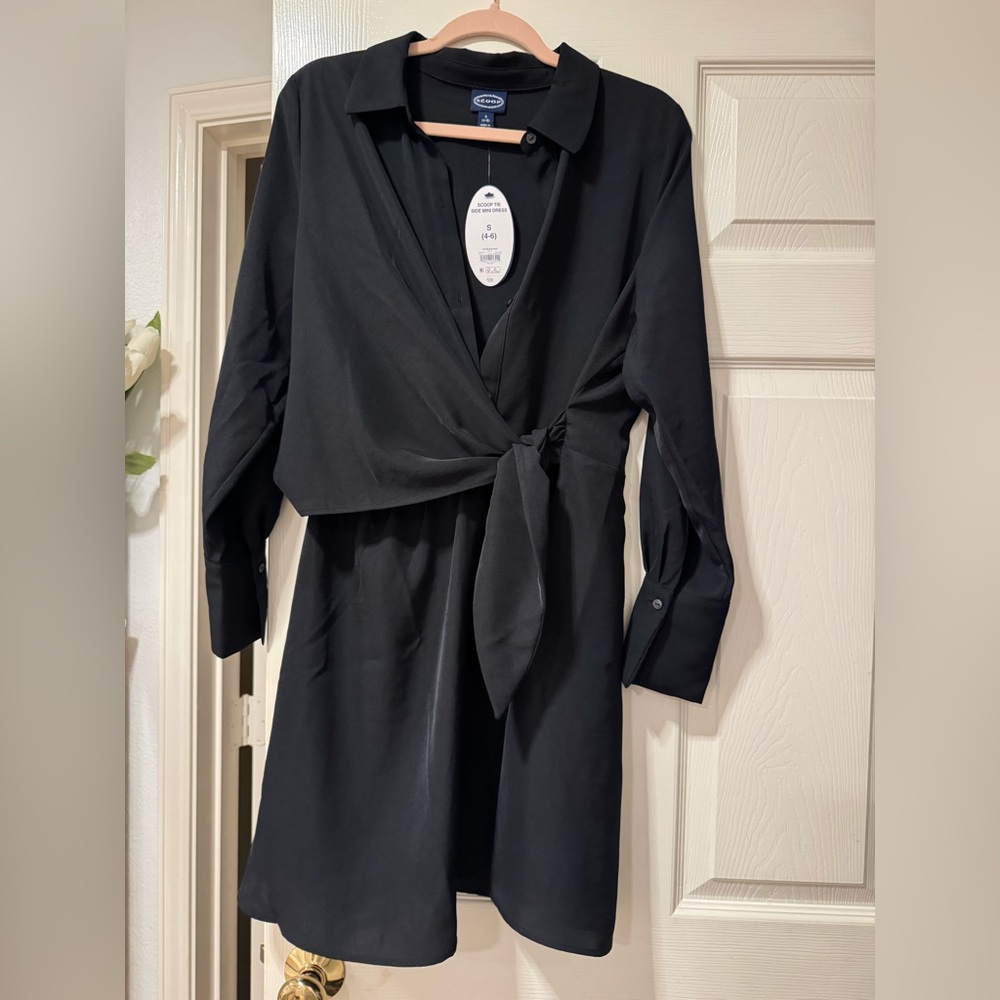 Scoop NY Black Side Tie Shift Dress small nwt - Picture 3 of 3